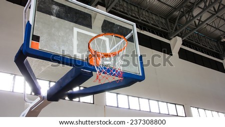 Basketball hoop in the  gym