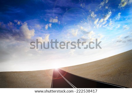 route on background celestial landscape