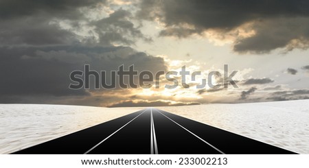 route on background beautiful solar sky