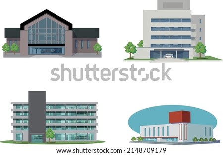 It is the appearance of four types of buildings without a main line.
