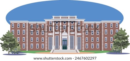 This is an illustration of the exterior of Harvard University.