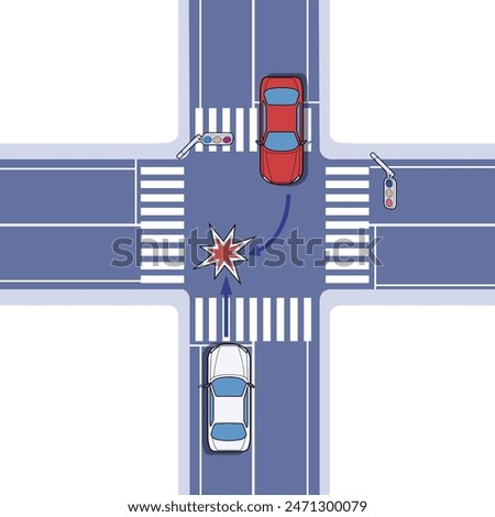 This is a traffic illustration showing the carelessness of a car turning right.