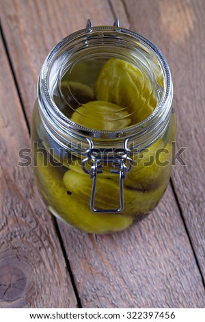 Pickles in can on a table
