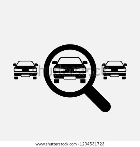 Looking for car icon. Search car symbol. Flat design. Stock - Vector illustration