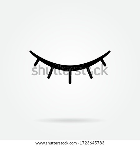 Closed eye icon. Makeup and eyelid symbol. Flat design. Stock - Vector illustration