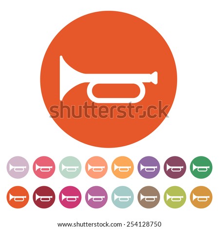 The horn icon. clarion symbol. Flat Vector illustration. Button Set