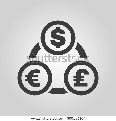 The currency exchange dollar, euro, pound sterling icon. Cash and money, wealth, payment symbol. Flat Vector illustration
