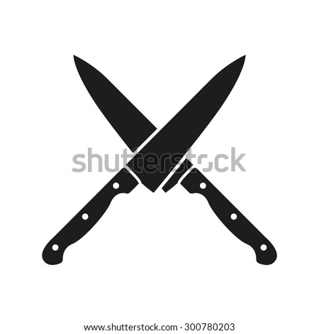 The crossed knives icon. Knife and chef, kitchen symbol. Flat Vector illustration