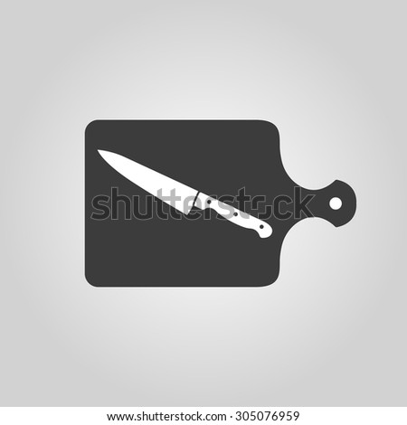 The cutting board and knife icon. Chef and restaurant, kitchen symbol. Flat Vector illustration