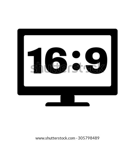 The aspect ratio 16:9 widescreen  icon. Tv and video symbol. Flat Vector illustration