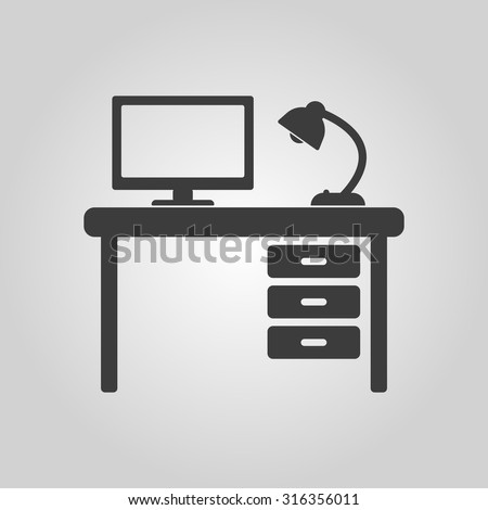 The table icon. Workplace and job, office, working symbol. Flat Vector illustration