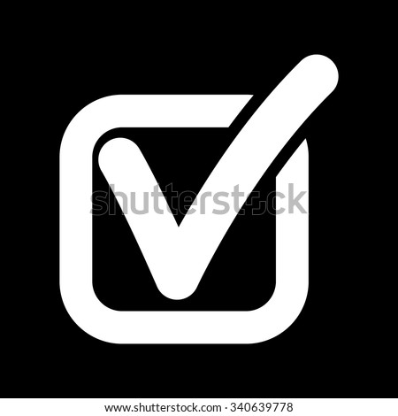 The check icon. Checkmark and checkbox, yes, voting symbol. Flat Vector illustration