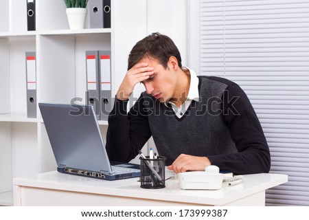 Young businessman got fed up of working,Depressed  businessman