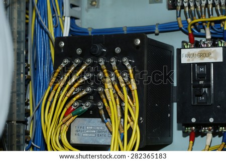Electrical control panel with static energy meters and circuit-breakers