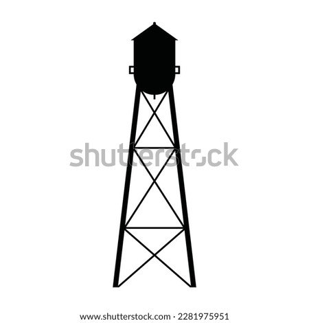 Water Tower Silhouette Flat Graphic 