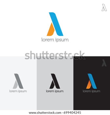 Vector abstract letter A logo design elements. Flat, line art