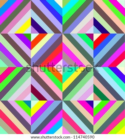 Cubism and pop-art seamless pattern. Geometric fabric pattern made of color squares.