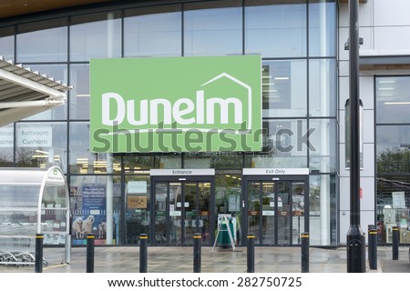 CAMBRIDGE, ENGLAND - 7 May 2015: Dunelm Group plc (formerly Dunelm Mill) is a major British-based home furnishings retailer. view of Cambridge store on newmarket road Cambridge, England