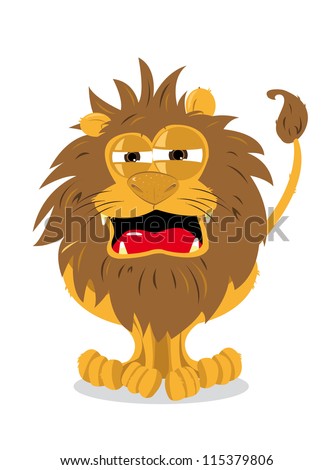 A Vector Cartoon Representing A Funny Lion Yawning - 115379806 ...