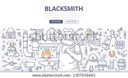 Similar – Image, Stock Photo Blacksmith forging horseshoe near stable