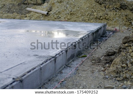 wet concrete in construction process