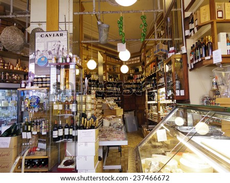 Paris, France - July 2014 - France grocery shop vintage style classic
