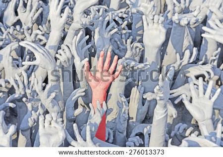 Hands of ghost from hell sculpture