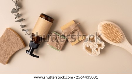 Similar – Foto Bild Minimalistischer Flachleger aus handgemachter Seife mit Blumen und Blütenblättern