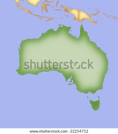 Map Of Australia, With Borders Of Surrounding Countries. Stock Photo ...