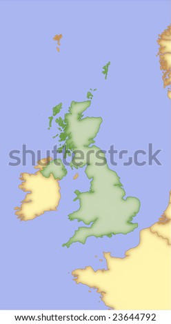 United Kingdom, Vector Map, With Borders Of Surrounding Countries. 5 ...