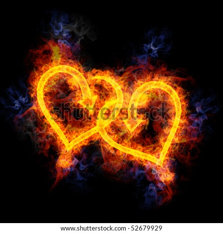 Intertwined Hearts, Covered In Flames. Stock Photo 52679929 : Shutterstock