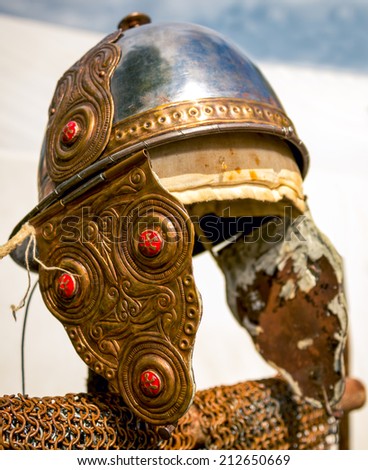 Worn antique Roman helmet