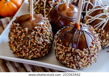 Similar – Image, Stock Photo Chopped pumpkin drizzled with oil for baking
