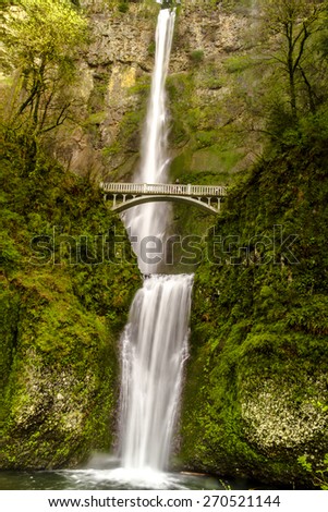 Scenic Multnomah Falls along the Columbia River in the Columbia River Gorge Oregon