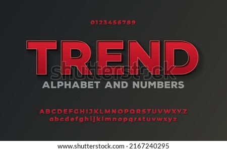 Modern red volumetric 3d font and alphabet with empty space inside. Empty bold letters without a neon lamp. Vector illustration