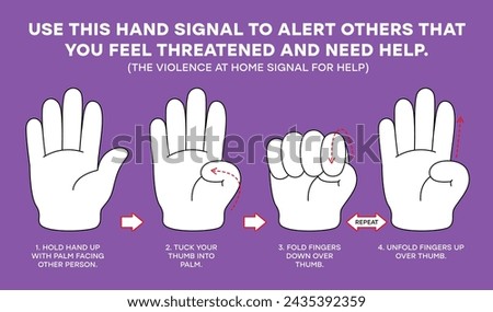 International signal for help. Single-handed gesture that can be used by an individual to alert others that you feel threatened and need help. Violence at Home Signal for Help