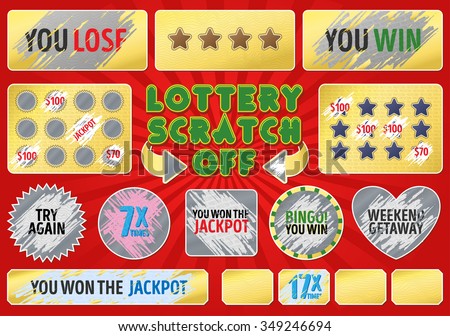 Collection game card with scratch effect marks for lottery ticket design.