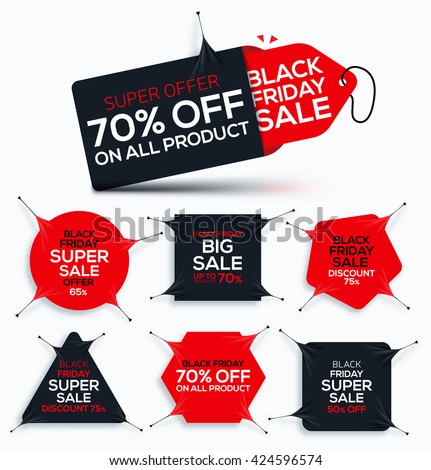 Set of Black friday sale. Black friday banner. Sale banner. Discount stretch Banners. New offer. Vector illustration.
