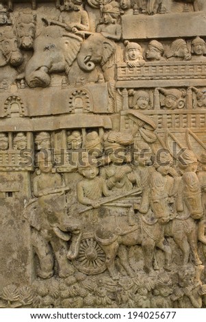 Wall sculpture in Wat Umong, buddhist style