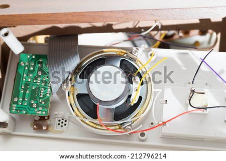 Detail of repairing a clock radio
