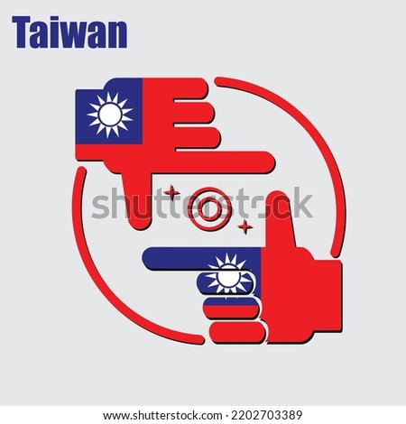 logo of the photographer design made from the flag of Taiwan, conceptual vector. 