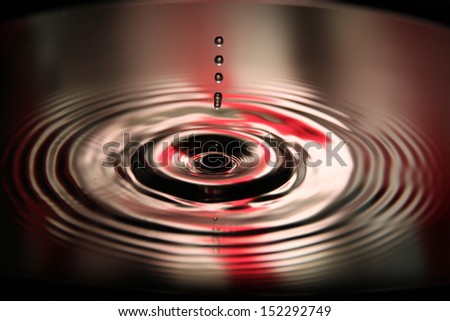Water drops a beautiful shape on Red and white Background.