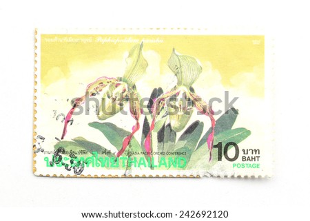 BANGKOK - A old stamp printed by Thailand Post circa 1995 and shows image of Asia Pacific and Plant Seedlings,THAILAND.