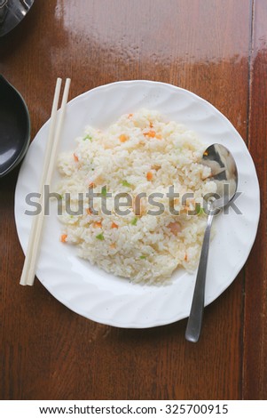 Japanese fried rice on foods table in the Japan restaurant.