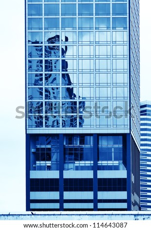 Skyscraper in the Bangkok city centre. Close-up.