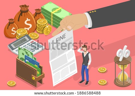 3D Isometric Flat Vector Conceptual Illustration of Fine, Administrative Monetary Penalty. Stock foto © 