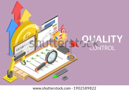 3D Isometric Flat Vector Conceptual Illustration of Quality Control.