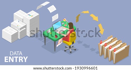 3D Isometric Flat Vector Conceptual Illustration of Data Entry Specialist. Stockfoto © 