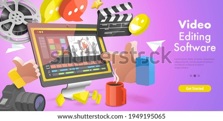 3DVector Conceptual Illustration of Video Editing Softwar.