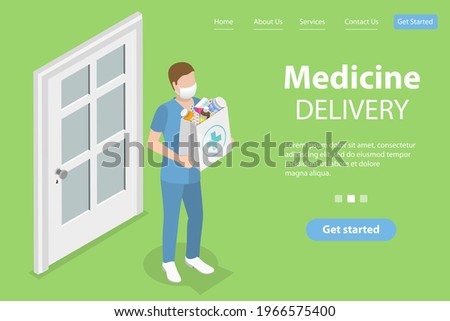 3D Isometric Flat Vector Conceptual Illustration of Medicine Delivery Survice